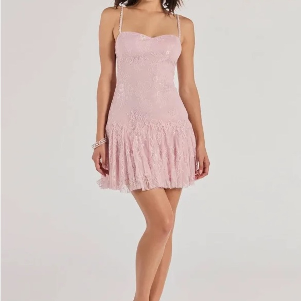 Windsor Pink Lace Mini Dress